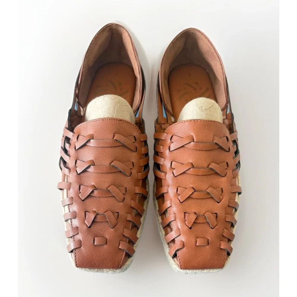 Sam & Libby Women's Size 8 Saddle Brown Asha Espadrille Huarache Shoes